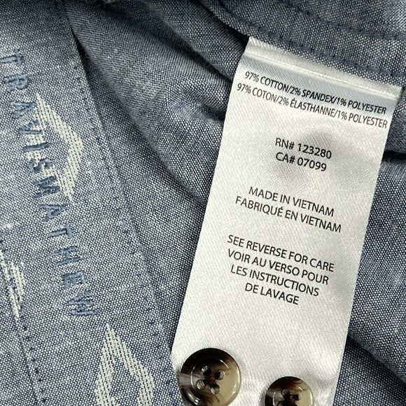 Travis Mathew Blue Gray Diamond Print Short Sleeve Button Down Shirt Men’s XL - Picture 7 of 8